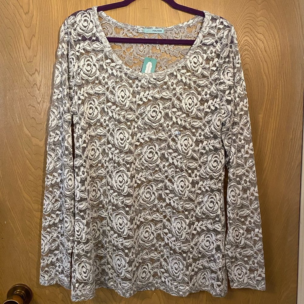 Maurices XL Overlay Top with Floral Pattern